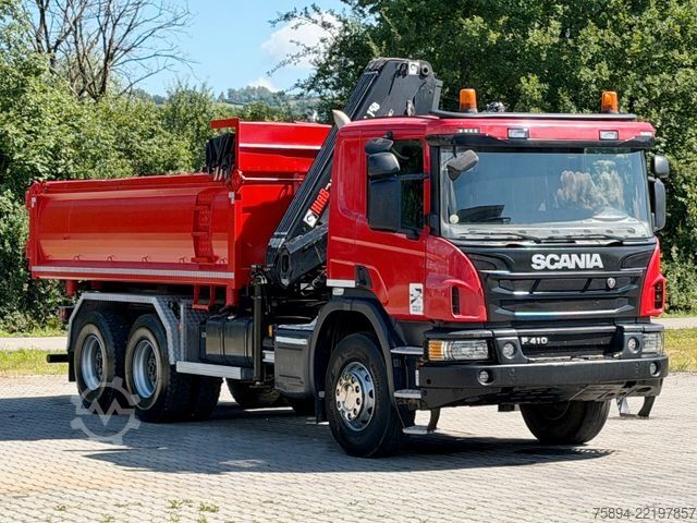 Truck mounted crane SCANIA P 410 Kipper 4,95m * KRAN/FUNK + BORDMATIC *6x4