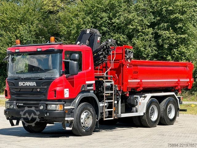 Truck mounted crane SCANIA P 410 Kipper 4,95m * KRAN/FUNK + BORDMATIC *6x4