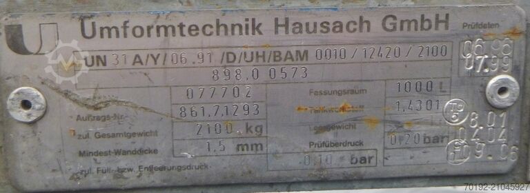 1000 liter IBC container made of V2A Thielmann (UCON) 9351