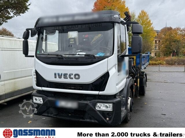 Kipper LKW Iveco EuroCargo ML160E28K 4x2, Kran Hiab 099E-3 HiDuo,