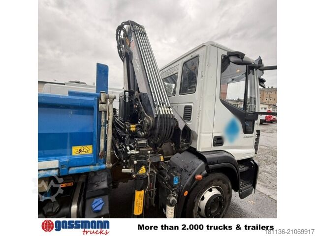Kipper LKW Iveco EuroCargo ML160E28K 4x2, Kran Hiab 099E-3 HiDuo,