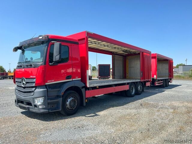 Flatbed truck with tarp MERCEDES-BENZ Antos 2540 L 6x2 Pritsche LBW