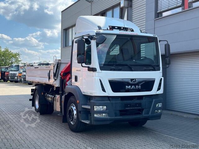Three-sided tipper truck MAN TG-M 18.290 4x2 2-Achs Kipper Kran Palf. PK 12.5