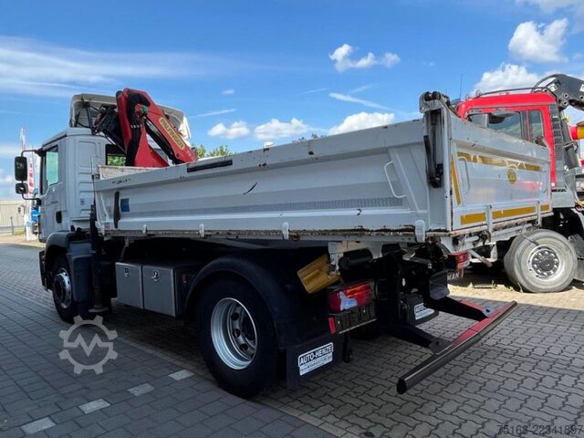 Three-sided tipper truck MAN TG-M 18.290 4x2 2-Achs Kipper Kran Palf. PK 12.5