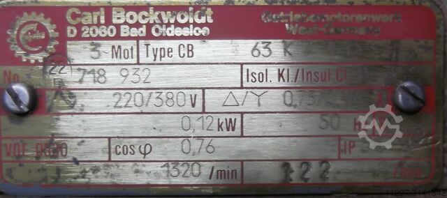 Gear motor 0.12 kW 122 rpm Bockwoldt CB63K/1P