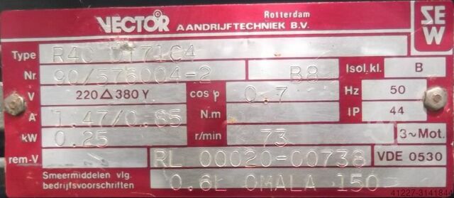 Gear motor 0.25 kW 73 rpm SEW-EURODRIVE R40DT71C4