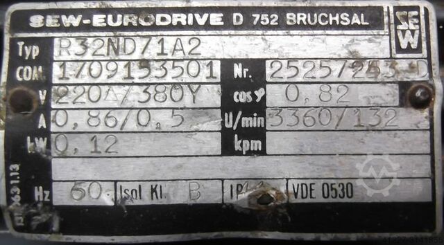 Gear motor 0.12 kW 132 rpm SEW-EURODRIVE R32ND71A2  R32WD71A2