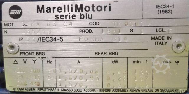 Adjustable gear motor 0.22 kW 43.1-200 rpm Marelli TM96010
