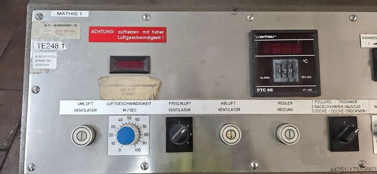 Laboratory thermosal system pad dryer Mathis THN 10988