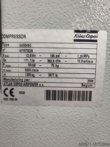 Schraubenkompressor Atlas Copco GA 55 VSD FF