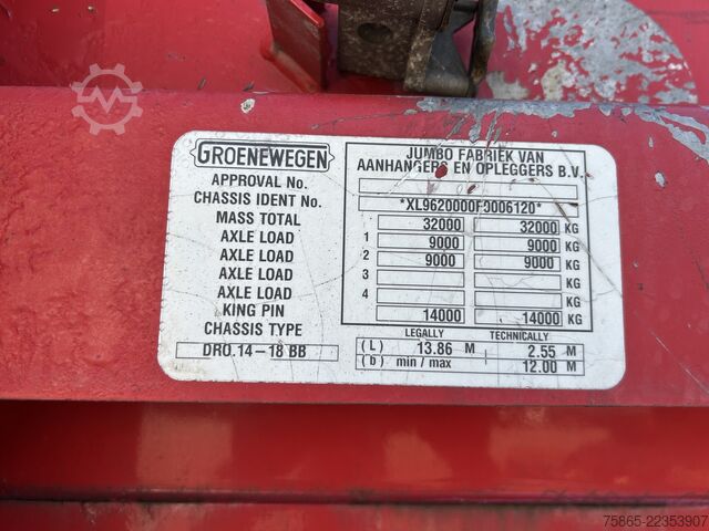 Box body Groenewegen Jumbo / DRO-14-18 / Box / Loadlift / 2x Steerin...