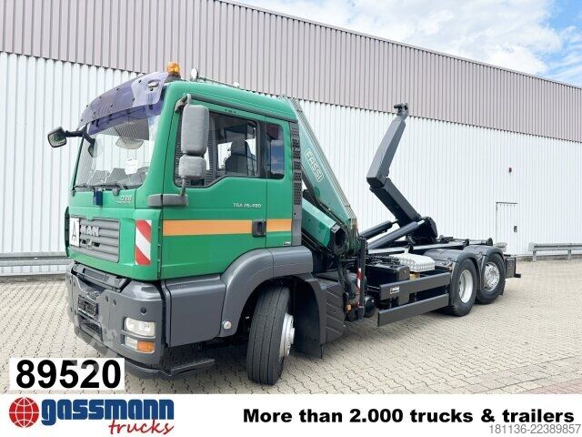 Roll-off tipper truck MAN TGA 26.480 6x4H-4 BL, HydroDrive, Lenk-/Lift, Kran