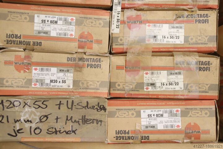 Hexagon screws cylinder screws M16 M20 730 kg Würth DIN 931 M20x55 / M16x50    DIN 933  M20x55