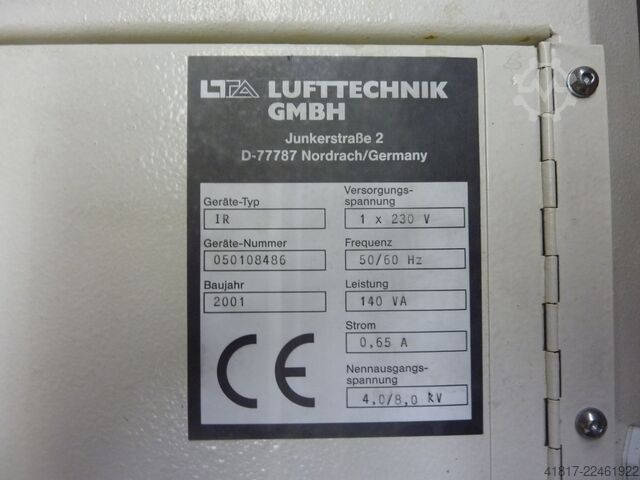 Absauganlage elektrostatisch 2 Stück LTA Lufttechnik GmbH IR  Air Champion Typ1