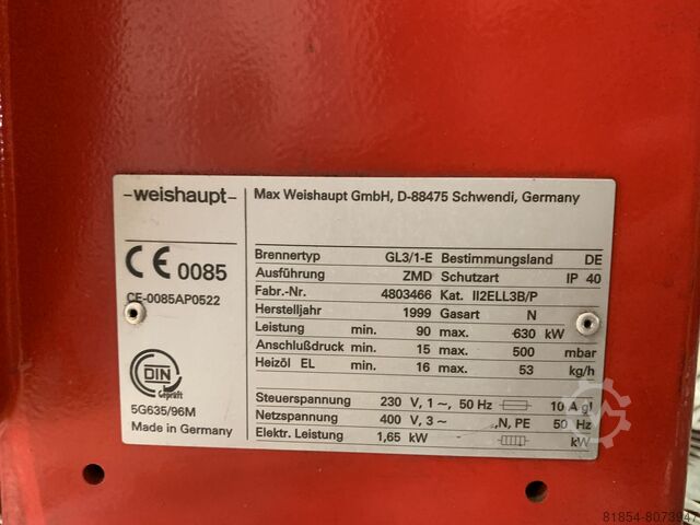Zweistoffbrenner Weishaupt GL3/1-E Weishaupt GL3/1E-630Kw