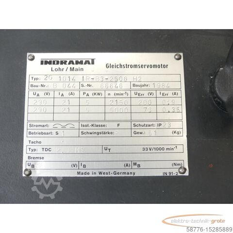 Control unit Indramat 2G 1014 IR-B3-2506 H2 Gleichstromservomotor SN 66646 B 044 + Lüfter