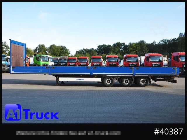 Open semitrailer KRONE Mega, Pritsche, 1 Vorbesitzer, TÜV 01-2026, Staplerhalterung