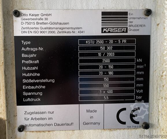 Stanzautomat KAISER KSTU 2500-20-5G-PR