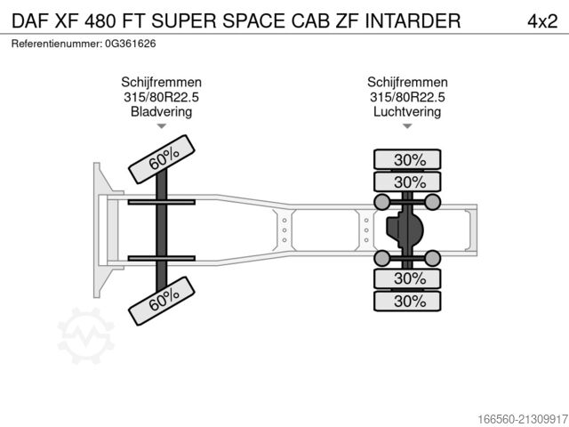 Standard tractor DAF XF 480 FT SUPER SPACE CAB ZF INTARDER
