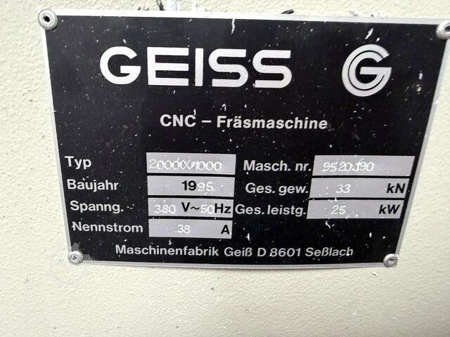 Fräsmaschine Geiss 2000 x 1000