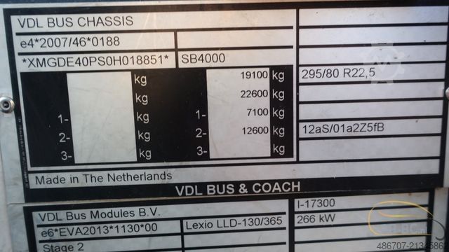 Intercity bus VDL Lexio 61 Sitze EURO 5 Km Orginel