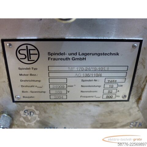 Component  SLF Fraureuth MF 170-24/19-101.1 Motorspindel für das Innenschleifen