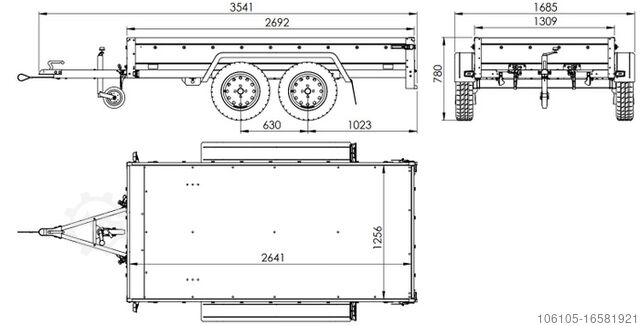 PKW-Anhänger Unitrailer GARDEN TRAILER 264/2 KIPP MIT HOCHPLANE