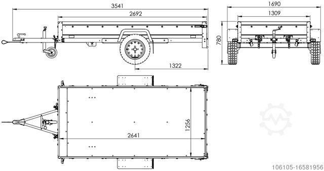PKW-Anhänger Unitrailer GARDEN TRAILER 264 KIPP MIT ALUDECKEL