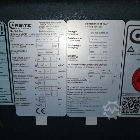 Industrieller Radialventilator Konrad Reitz Ventilatoren GmbH & Co. KG KXE 250-050030-00