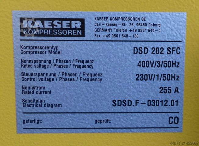 Screw compressor DSD202SFC Kaeser DSD202SFC