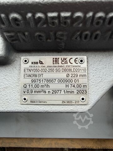Neue Industriepumpe KSB Etanorm SYT 50-32-250 – 11 kW – 2023 KSB Etanorm SYT 50-32-250 – 11 kW – 2023 KSB Etanorm SYT 50-32-250 – 11 kW – 2023