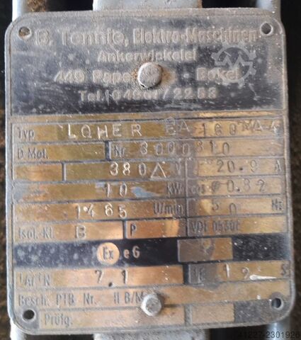 Electric motor 10 kW 1465 Rpm Loher EA160MA4