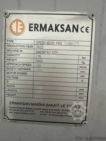 Press brake Ermak SPEED-BEND PRO 3100x175