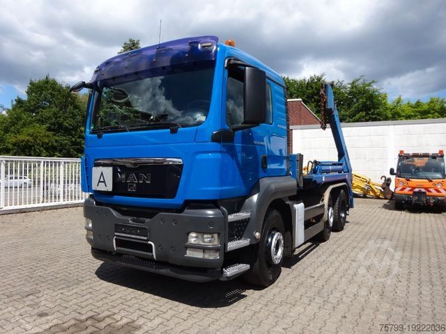Skip truck MAN 26.400 TGS MEILLER Absetzkipper + Lenkachse