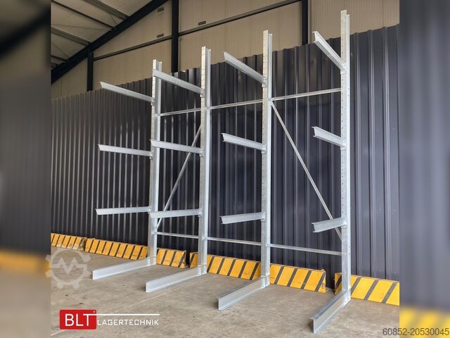 Kragarmregal ca. 4,16 lfm. Kragarmregal H: 416 cm T: 137 cm , 500kg/Arm , 4 Lagerebenen