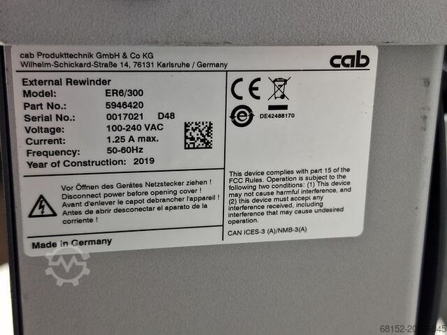 CAB ER6 External Rewinder CAB ER6/300