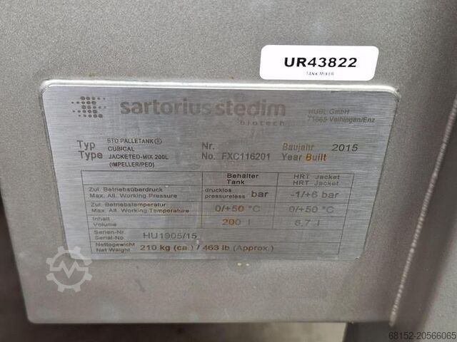 Sartorius Stedim Palletank Cubical Jacketed-Mix 200L Lagerbehälter Sartorius Stedim Palletank Cubical Jacketed-Mix 200L