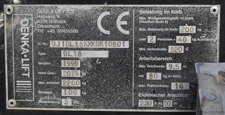 Aerial platform Denka-Lift DL18, defekt