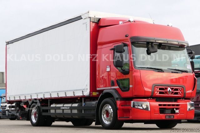 Flatbed truck with tarp RENAULT DWide 18.320 Pritsche Plane Vollluft XL-Tank LBW