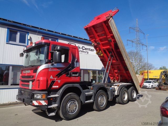 Three-sided tipper truck SCANIA G 440 BB 8x4 Meiller Bordmatik AHK Retarder