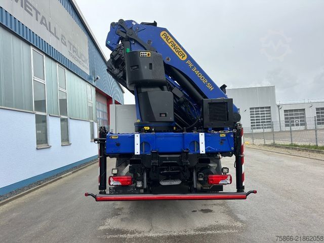 Flatbed truck MAN 26.480 TGS BLL 6x2 Palfinger PK 34.002 SH FlyJib