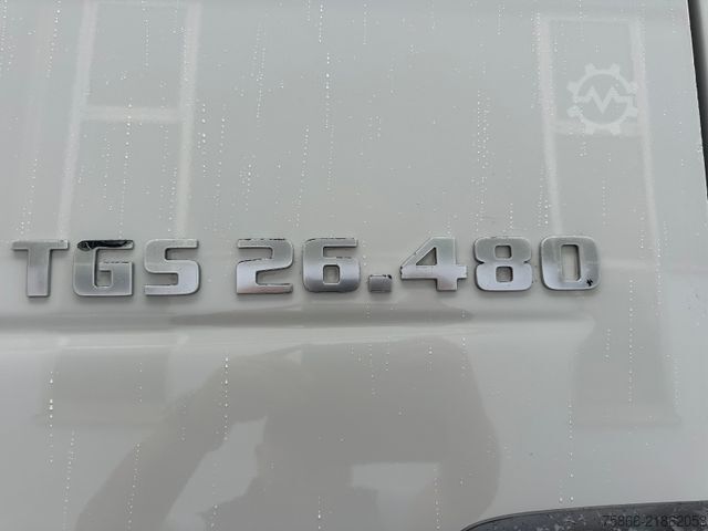 Flatbed truck MAN 26.480 TGS BLL 6x2 Palfinger PK 34.002 SH FlyJib