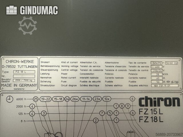 VERTIKALES BEARBEITUNGSZENTRUM CHIRON FZ 18 L