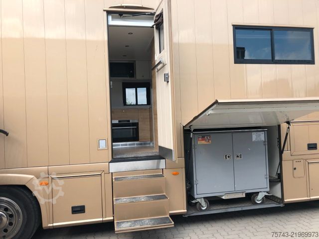 Cattle truck SCANIA P410 STX 6 Pferde Pop-Out, Pop-Up, Küche unten