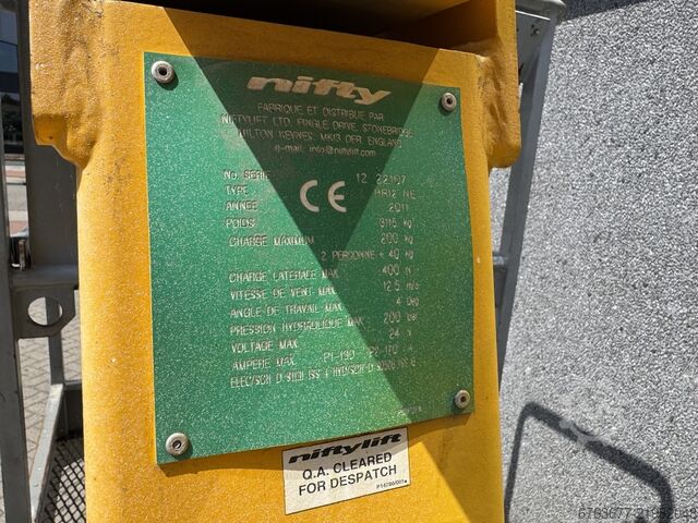 Nifty HR12 NE Articulating Boom Lift 4x2 Electric 2011, 12m working height NIFTYLIFT HR12 NE Knikarmhoogwerker 4x2 Elektrisch 2011 12M werkhoogte