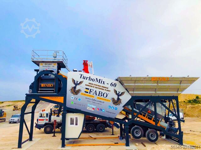  FABO Mobile Concrete Batching Plant 60 m3/h Mobile Concrete Batching Plant