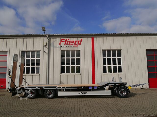 Low loader trailer Fliegl Tiefladeanhänger DTS 300 L=6,5 m Luft/FH