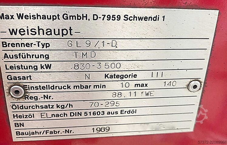 Steam Boiler Loos/Weishaupt FT.C 3/GL9-1-D