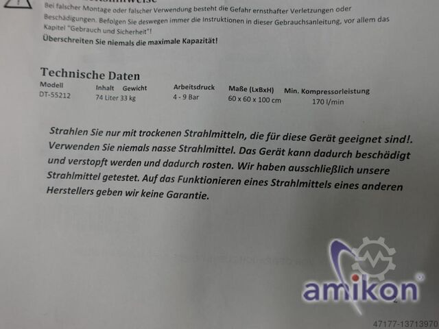 Mobiles Sandstrahlgerät DUO - 74 Liter Datona SKU DT-55212