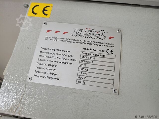 Schrumpfanlage mütek Systemtechnik Verpackungsmaschine MVF140G